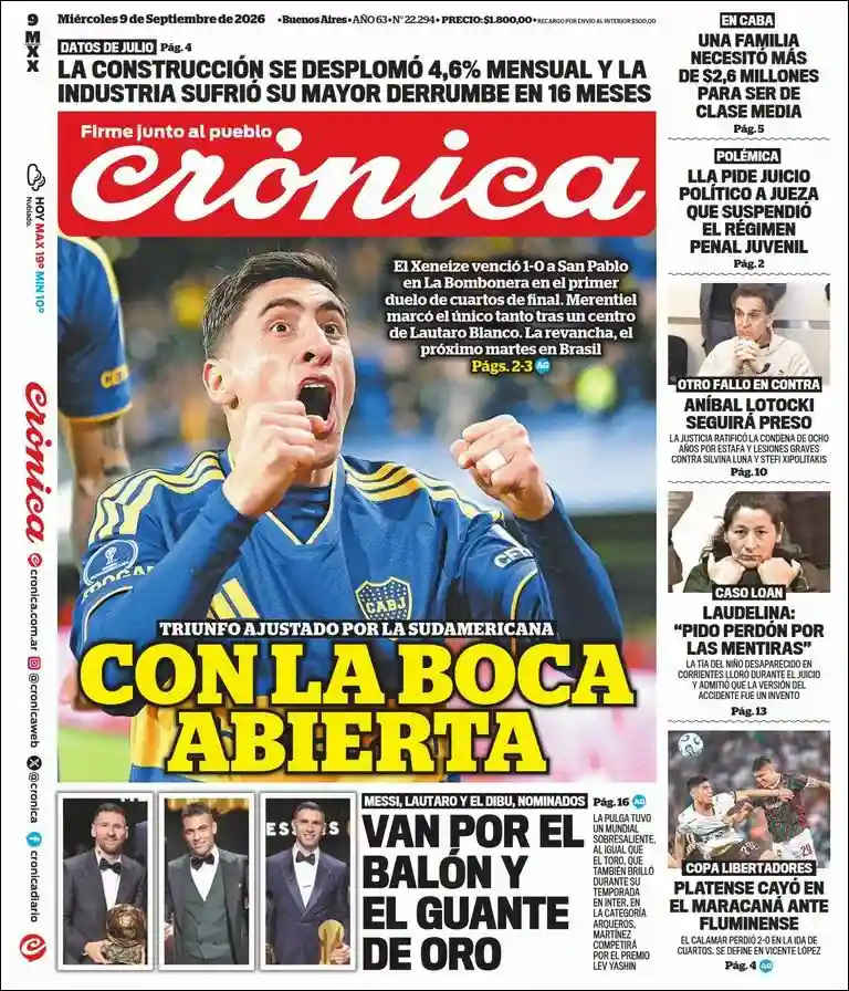 Tapa del diario Crónica
